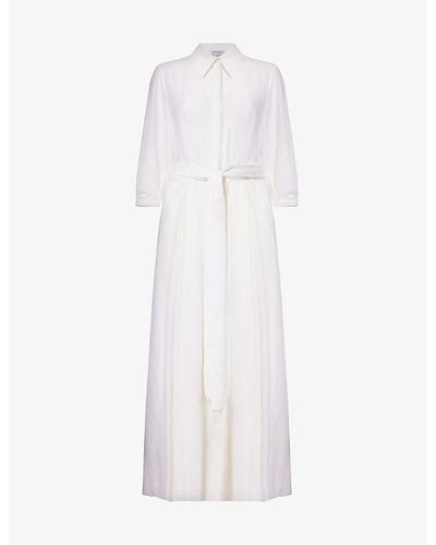 Gabriela Hearst Andy Spread-collar Wool And Cashmere-blend Midi Dress - White