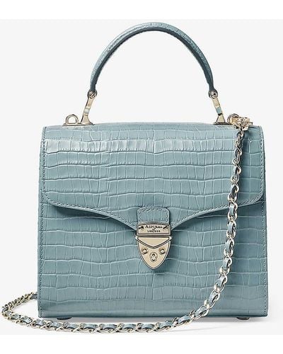 Aspinal of London Mayfair Croc-embossed Leather Crossbody Bag - Blue