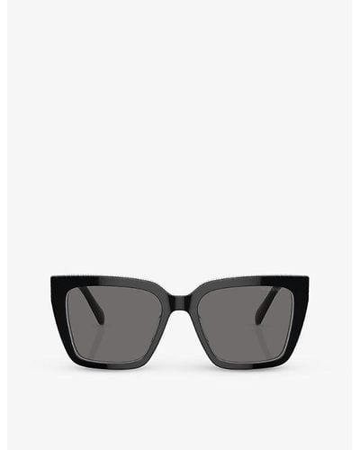 Swarovski Sk6013 Branded Square-frame Acetate Sunglasses - Gray