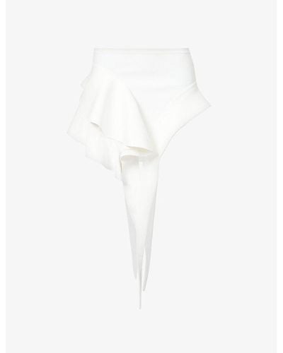 Mugler Asymmetric-hem Slim-fit Stretch-woven Mini Skirt - White