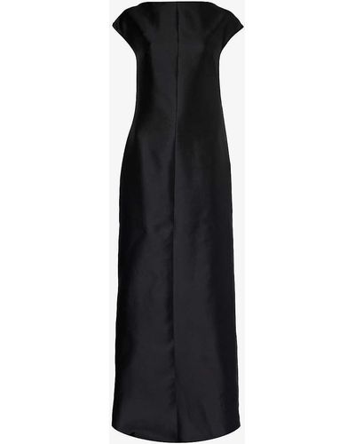 Givenchy Open-back Split-hem Wool And Silk-blend Maxi Dress - Black