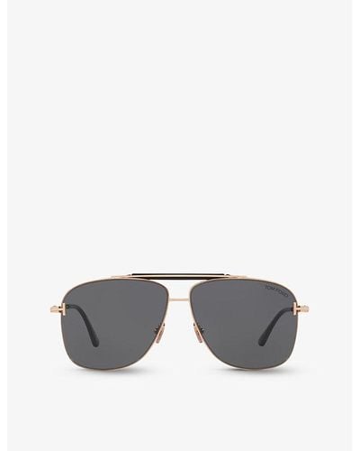 Tom Ford Tr001628 Jaden Aviator-frame Metal Sunglasses - Grey