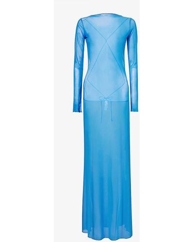 Jaded London Ziva Semi-sheer Mesh Maxi Dress - Blue