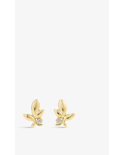 Tiffany & Co. Olive Leaf Diamond And 18ct Yellow-gold Earrings - Metallic