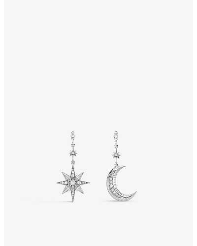 Thomas Sabo Royalty Star & Moon Sterling-silver Drop Earrings - White