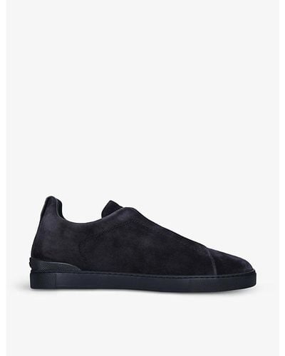 Zegna Triple Stitch Suede Low-top Trainers - Black