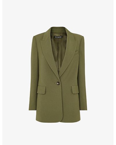 Whistles Boyfriend Relaxed-fit Recycled Polyester-blend Blazer - Green