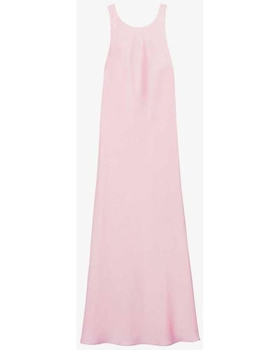 Claudie Pierlot Round-neck Sleeveless Satin Midi Dress - Pink