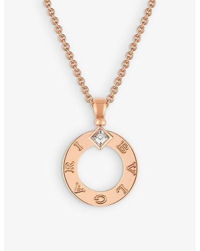 BVLGARI 18ct Rose-gold And 0.09ct Brilliant-cut Diamond Pendant Necklace - Metallic