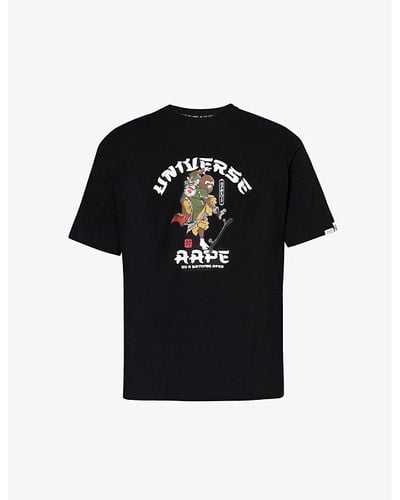 Aape Japan Graphic-print Cotton-jersey T-shirt - Black
