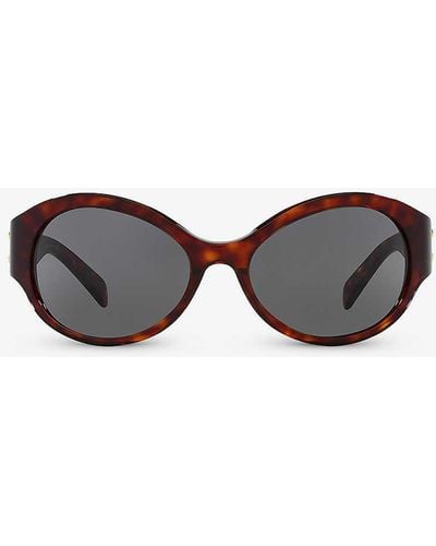 Celine Cl40271i Triomphe Oval-frame Acetate Sunglasses - Brown