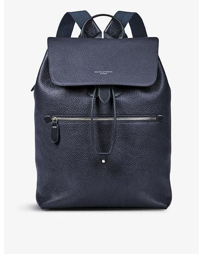 Aspinal of London Vy Reporter Logo-embellished Leather Backpack - Blue