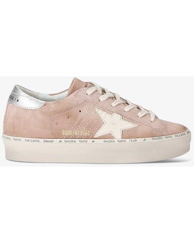 Golden Goose Hi Star 25726 Star-embroidered Leather Low-top Trainers - Pink