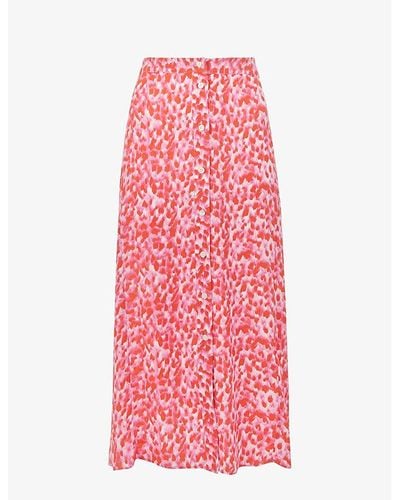 Whistles Blurred-stroke Print A-line Recycled Viscose-blend Midi Skirt