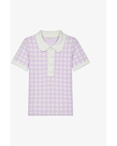 Maje Womens Parma Violet Micro Jacquard-knit Polo Shirt 10 - Multicolor