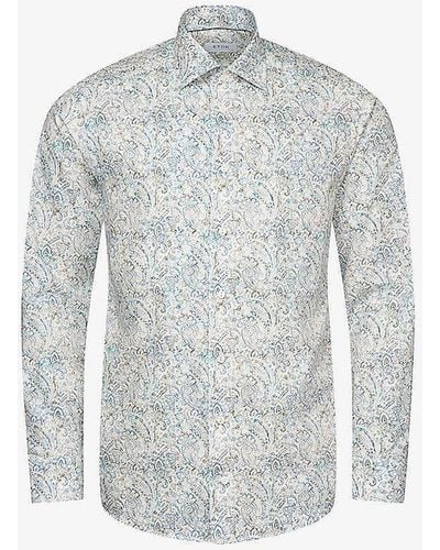 Eton Paisley-print Regular-fit Cotton-blend Shirt - Grey