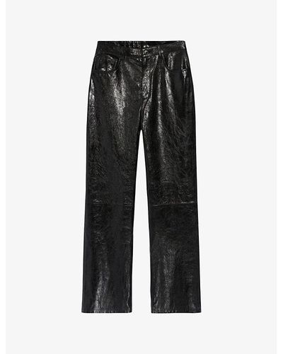 Claudie Pierlot Straight-leg High-rise Leather Pants - Black