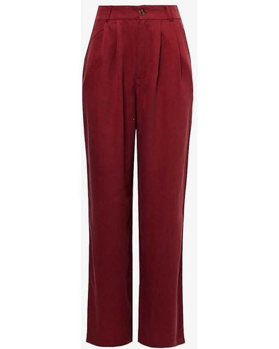 Reformation Mason Wide-leg High-rise Woven Trousers - Red
