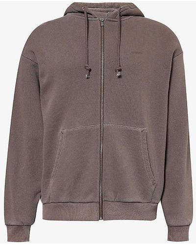 GYMSHARK Everywear Comfort Logo-embossed Zip-fastened Cotton-jersey Hoody X - Brown