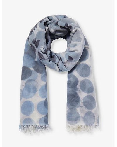 Dianora Salviati Graphic-pattern Large Cashmere And Silk-blend Scarf - Blue