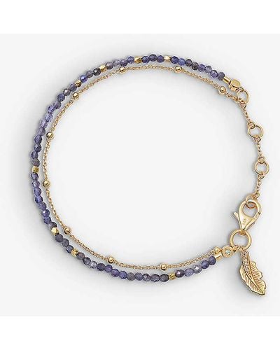 Astley Clarke Biography Feahter-charm Iolite 18ct Gold-vermeil Bracelet - Multicolour