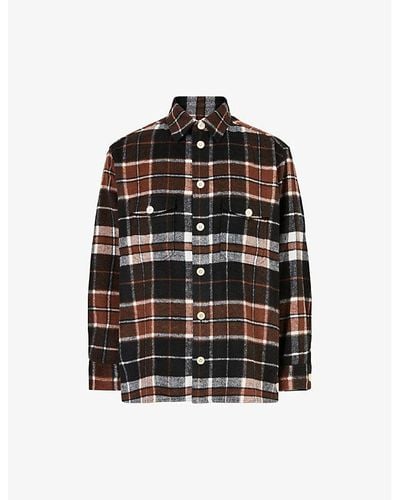 AllSaints Caribou Checked Oversized-fit Woven Shirt - Black