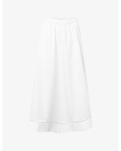 Lovechild 1979 Vera Elasticated-waist Side-slit Organic-cotton Poplin Maxi Skirt - White