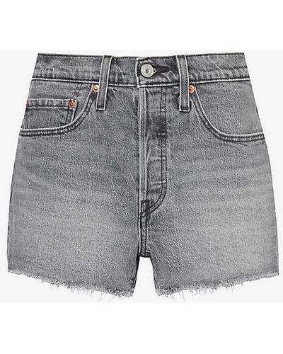 Levi's 501 Original Faded-wash Stretch-denim Shorts - Grey