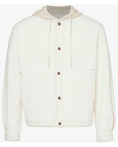 Emporio Armani Logo-embossed Relaxed-fit Stretch-denim Jacket - White