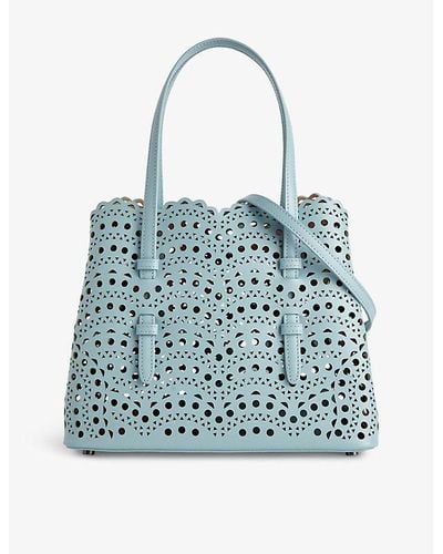 Alaïa Mina 25 Laser-cut Leather Top-handle Bag - Blue