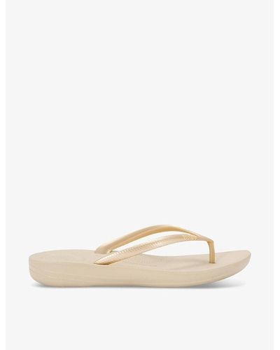 Fitflop Iqushion Branded Rubber Flip Flops - Natural