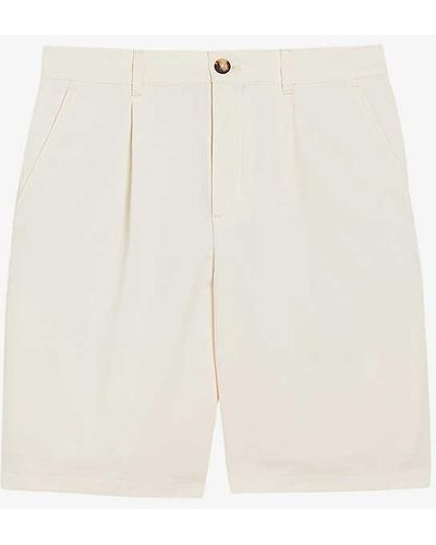 Ted Baker Fulhum Front-pleat Regular-fit Cotton Shorts - White