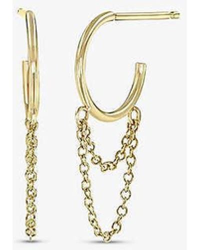 The Alkemistry Zoe Chicco Chain-drop 14ct Yellow-gold Hoop Earrings - White