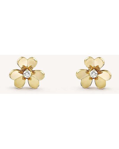 Van Cleef & Arpels Frivole Mini Yellow-gold And 0.1ct Round-cut Diamond Earrings - Natural