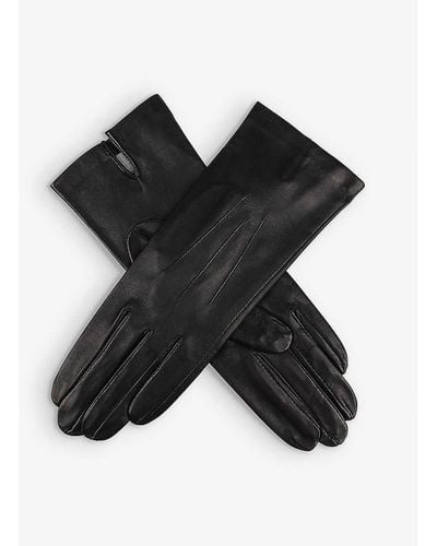 Dents Helene Cashmere-lined Leather Gloves - Black