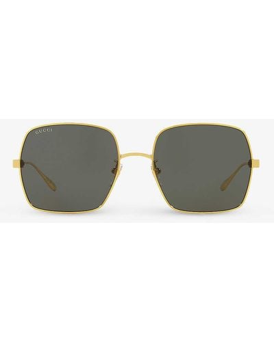 Gucci Gc002133 gg1434s Square-frame Metal Sunglasses - Grey