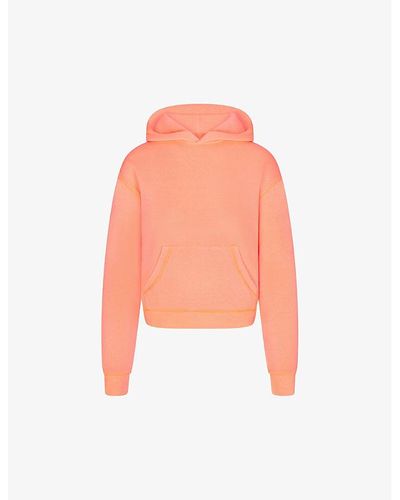 Skims Light French Terry Relaxed-fit Cotton-blend Hoody - Pink