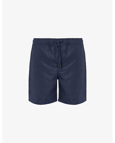 Derek Rose Sydney Drawstring-waist Linen Shorts - Blue