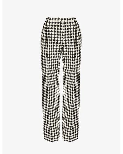 Gucci Tweed-texture Monogram-print High-rise Straight-leg Cotton-blend Pants - Multicolor