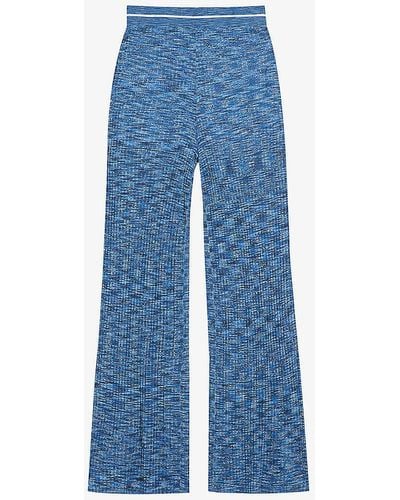 Ted Baker Yoana Textured-weave Straight-leg Knitted Trousers - Blue