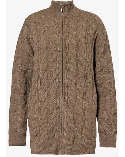 LeKasha Akita Relaxed-fit Organic-cashmere Knitted Cardigan - Brown
