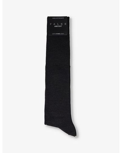 FALKE Airport Ribbed-trim Wool-blend Socks - Black