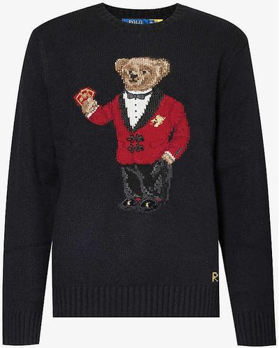 Polo Ralph Lauren Lunar New Year Bear Regular-fit Wool-knit Jumper - Black