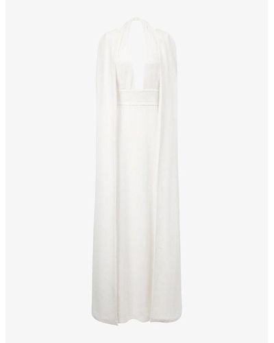 Reiss Grace Cape Woven Maxi Dress - White