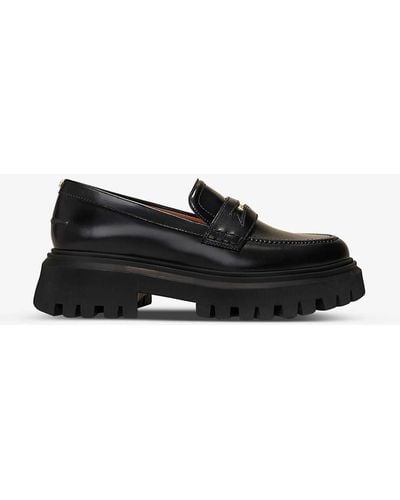 Maje Clover-embellished Platform Leather Loafers - Black