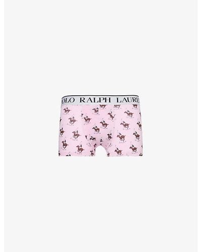 Polo Ralph Lauren Graphic-print Mid-rise Stretch-cotton Trunks Xx - Pink