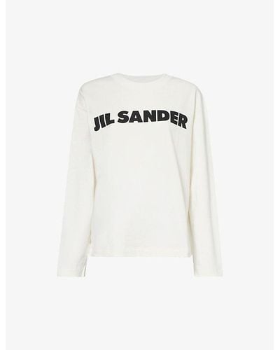 Jil Sander Logo-print Long-sleeved Cotton-jersey T-shirt - White