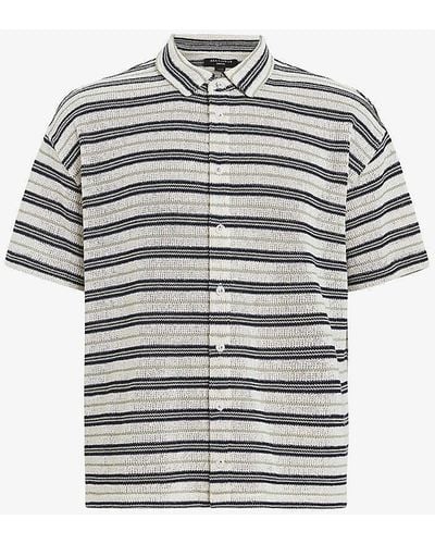 AllSaints Jackson Stripe-print Relaxed-fit Organic-cotton Shirt - Multicolour