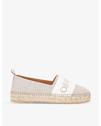 Off-White c/o Virgil Abloh Bookish Logo-pattern Canvas Espadrilles - White