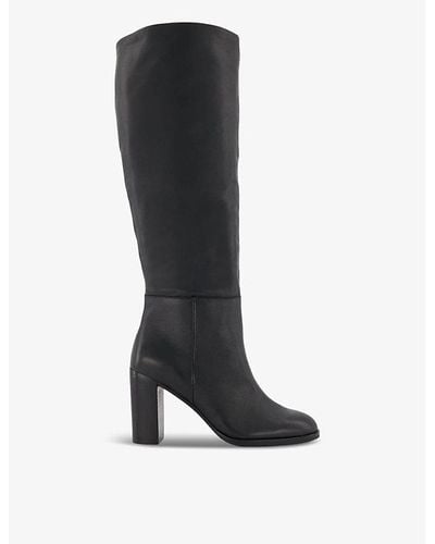 Dune Sisily Block-heel Leather Knee-high Boots - Black